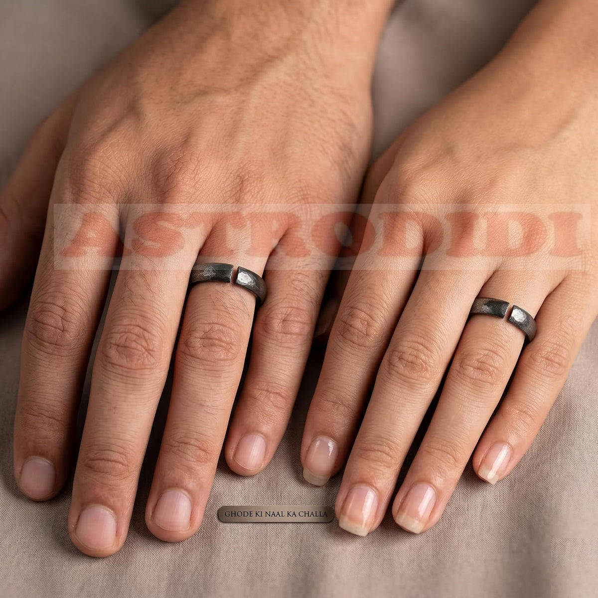 ASTRODIDI Black Horse Shoe Iron Ring Shani Dosh Niwaran Kale Ghode ki Naal Ka Challa Adjustable for men and women (Ring Size 20)