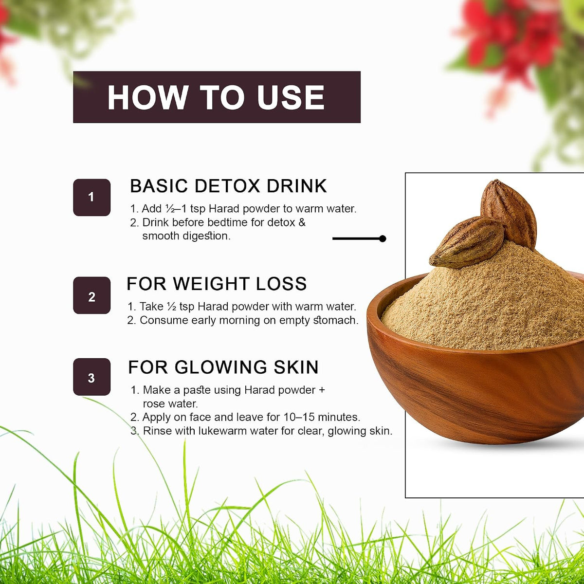 Brijbooti Organic Harad Powder (350g) | Haritaki Powder for Digestion, Detox & Skin | Reduces Dark Circles | Kadukkai | Karakkaya | Terminalia Chebula