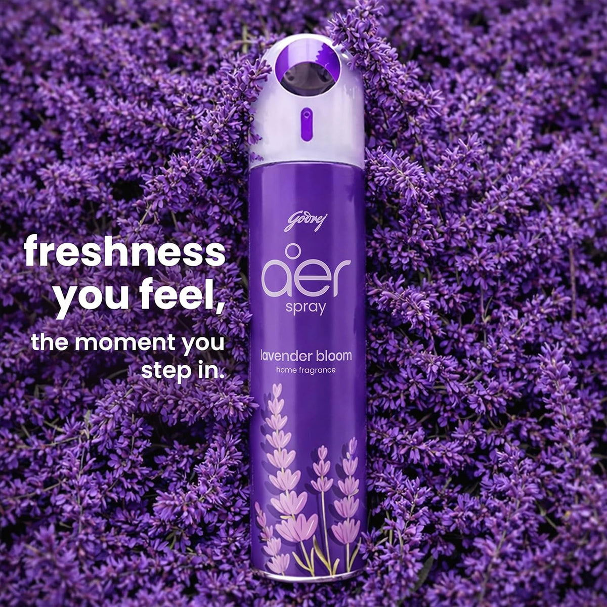 Godrej aer Spray | Room Freshener for Home & Office - Lavender Bloom (180 ml) | Long-Lasting Fragrance