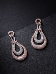 Priyaasi Elegant American Diamond Earrings for Women | Stylish Drop Design | Rose Gold Earrings for Women | Fashion Jewellery for Party, Weddings, & Gifting