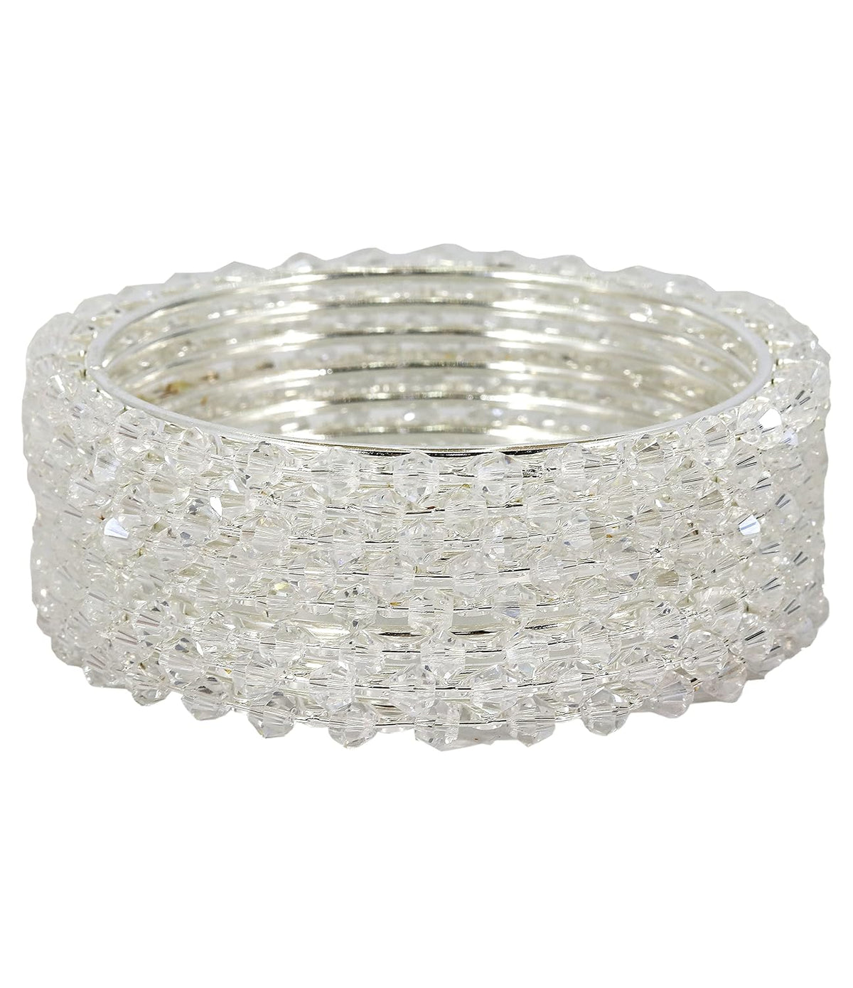 NMII Pearls Studded Metal Bangles Set For Women and Girls