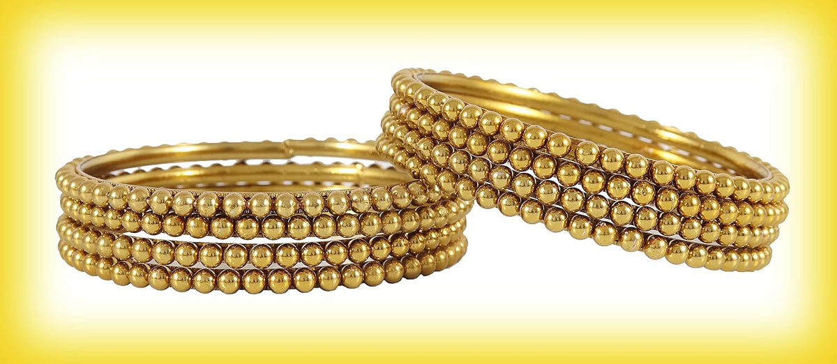 NMII Non-Precious Metal Base Metal and Linked With Ball Chain Glossy Finished Kada Set For Women and Girls