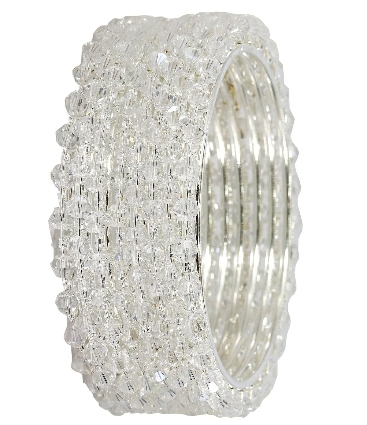 NMII Pearls Studded Metal Bangles Set For Women and Girls
