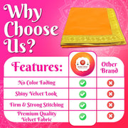 Bhakti Lehar Large Size Velvet Pooja Aasan for God Idol/Chowki Aasan Kapda Mat for Puja Table, Home Mandir and Temple - Pack of 2