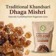 NatureVit Khandsari Dhaga Mishri 1 Kg | Pure Threaded Rock Sugar | Traditional Brown Mishri Candy for Pooja & Wellness