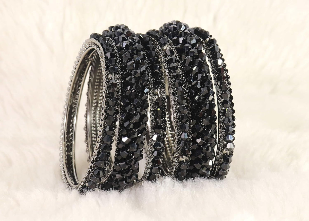 NMII Stylish Pearls Alloy Metal Kada Bangles Set For Women and Girls | Fancy Metal Bangles | Trendy Design Bangles For Girls | Wedding, Party, Shadi Fashion Jewellery-Set of 6 Bangles