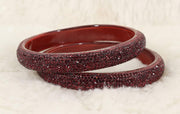 NMII Glass with Zircon Gemstone and Glitter Kada Set For Women and Girls