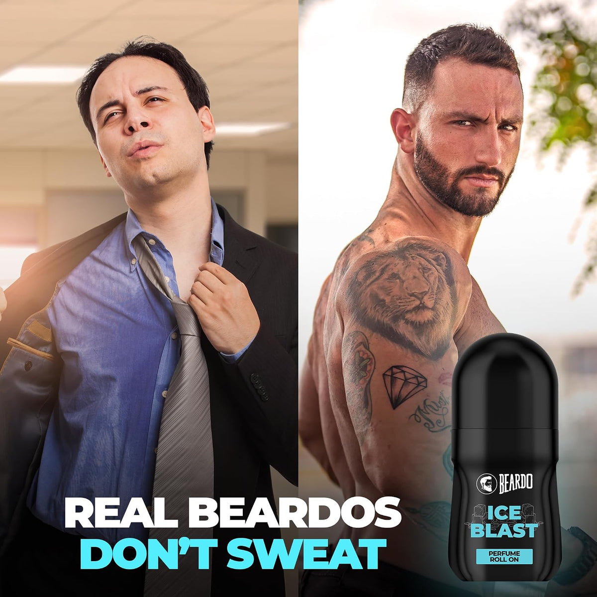 Beardo Ice Blast Perfume Roll-On, (50ml x 3) for Men | Long-Lasting Menthol Freshness with Musk & Woody Notes 50ml | Perfumed Antiperspirant for Odour Protection | No Sweat, Cooling Effect, All-Day Freshness