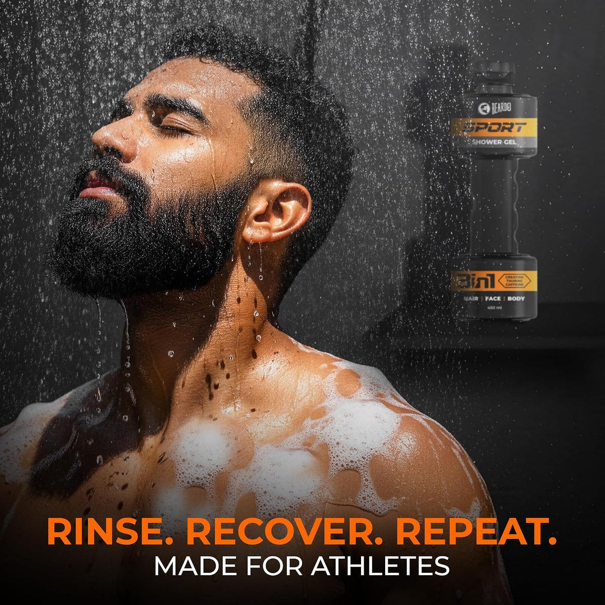 Beardo Sport 3-in-1 Body Wash Shower Gel for Men | Facewash + Shampoo + Exfoliating Bodywash | For Deep Cleansing, Detan & Cooling | Sports Shower Gel for Men | 450 ml
