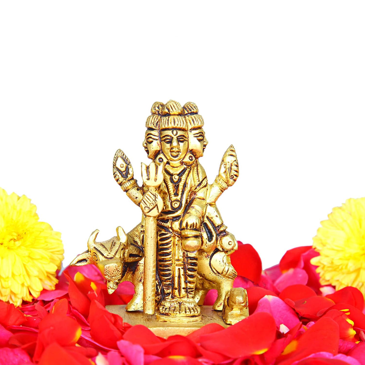 Aalayam Selveer Datta Murti Brass Small | Dattatreya Idol Small | Dattatreya Murti Small | Datta Guru Murti Small | Dattatreya Idol Brass 7.5 CM Height Brass Gold Colour 1 Piece