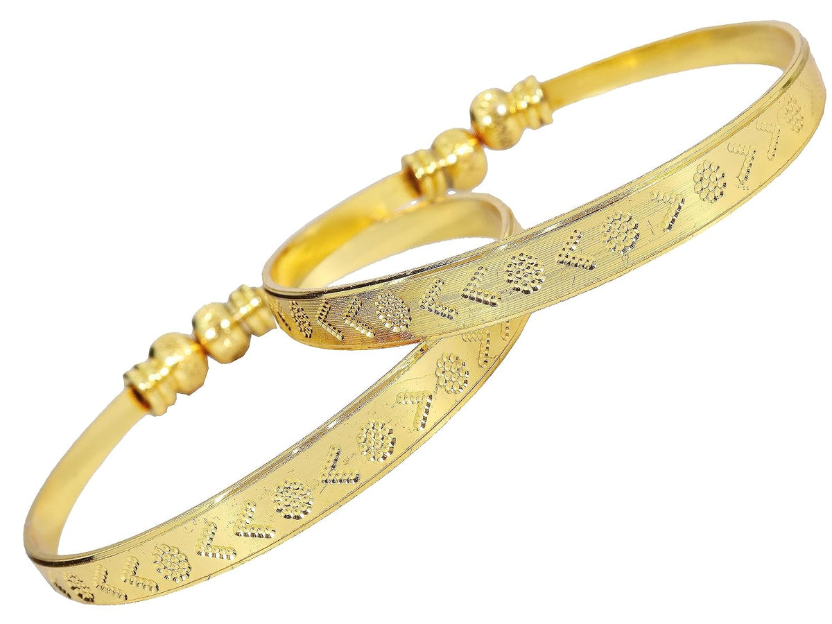 NMII Brass with Gold Plating Bangle Bracelet Set (Pack of 2)