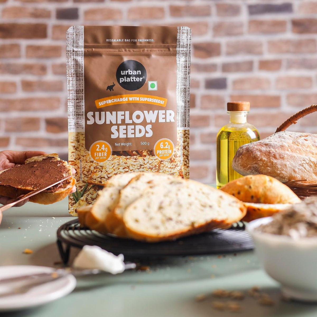 Urban Platter Sunflower Seeds, 500g (Protein & Fibre Rich | Vitamin E-Rich | Snacking, Salads & Baking)
