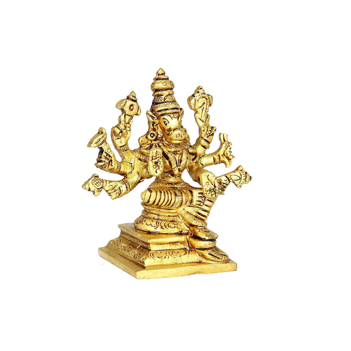Aalayam Selveer Varahi Amman Statue Small | Varahi Amman Silai Small | Small Varahi Amman Brass Statue 7.5 CM Height Brass Gold Colour 1 Piece