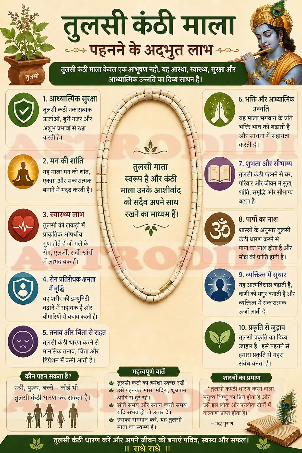 ASTRODIDI 2 Round Original and Natural Tulsi Kanthi Mala | Vrindavan Iskcon Natural Vaishnav Two Round Tulasi Holy Basil Mala for Men & Women (Size: 3mm, Length: Approx 32 inches)