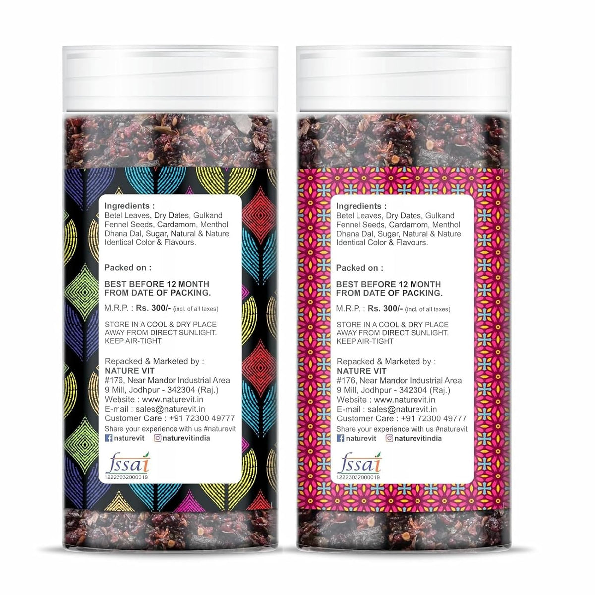 NatureVit Banarasi & Calcutta Paan Mukhwas Combo 400g (200g each) | Sweet & Minty Mouth Freshener | Indian Digestive After Meal Mukhwas