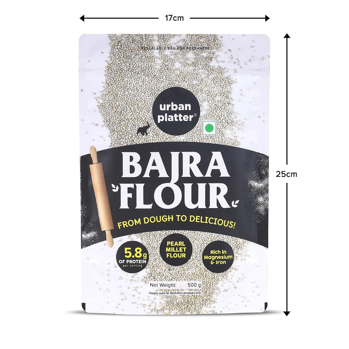 Urban Platter Bajra Flour, 500g (Stone-Ground Pearl Millet Atta | Rich in Fiber & Iron | Naturally Gluten-Free)