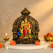 YaaNatural Yaa Catchy Lord Murugan Idol with Peacock & Vel Design Polyresin Statue hand painted Pooja Room, Home Décor & Office Table Spiritual Showpiece | Housewarming & Festival Gift (Arch Colour Murugan)
