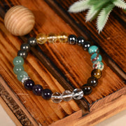 Astrodidi Money Wealth Stone Bracelet for Attracts Wealth & Financial Prosperity | Combination of Crystal Quartz, Tiger Eye, Hematite, Pyrite, Citrine, Green Aventurine and Turquoise Gemstone for Men & Women with Certificate