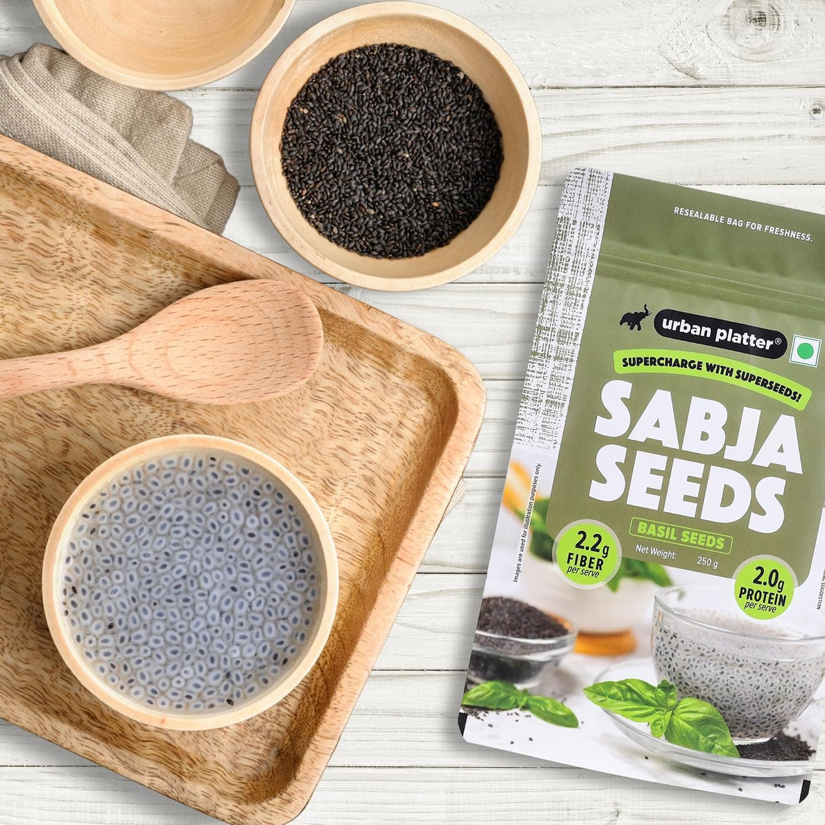 Urban Platter Sabja Seeds, 250g (Basil Seeds for Weight Management, Digestion & Hydration, Rich in Fiber & Omega-3, Falooda, Detox Drinks & Smoothies)
