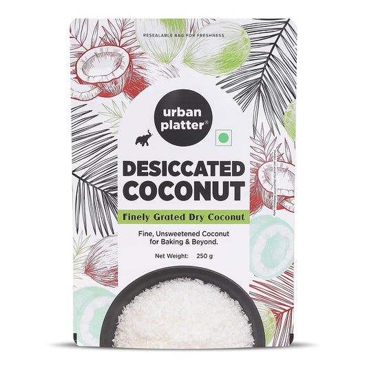 Urban Platter Desiccated Coconut, 250g (Unsweetened and Finely Grated, Ideal for Baking & Confectionery)