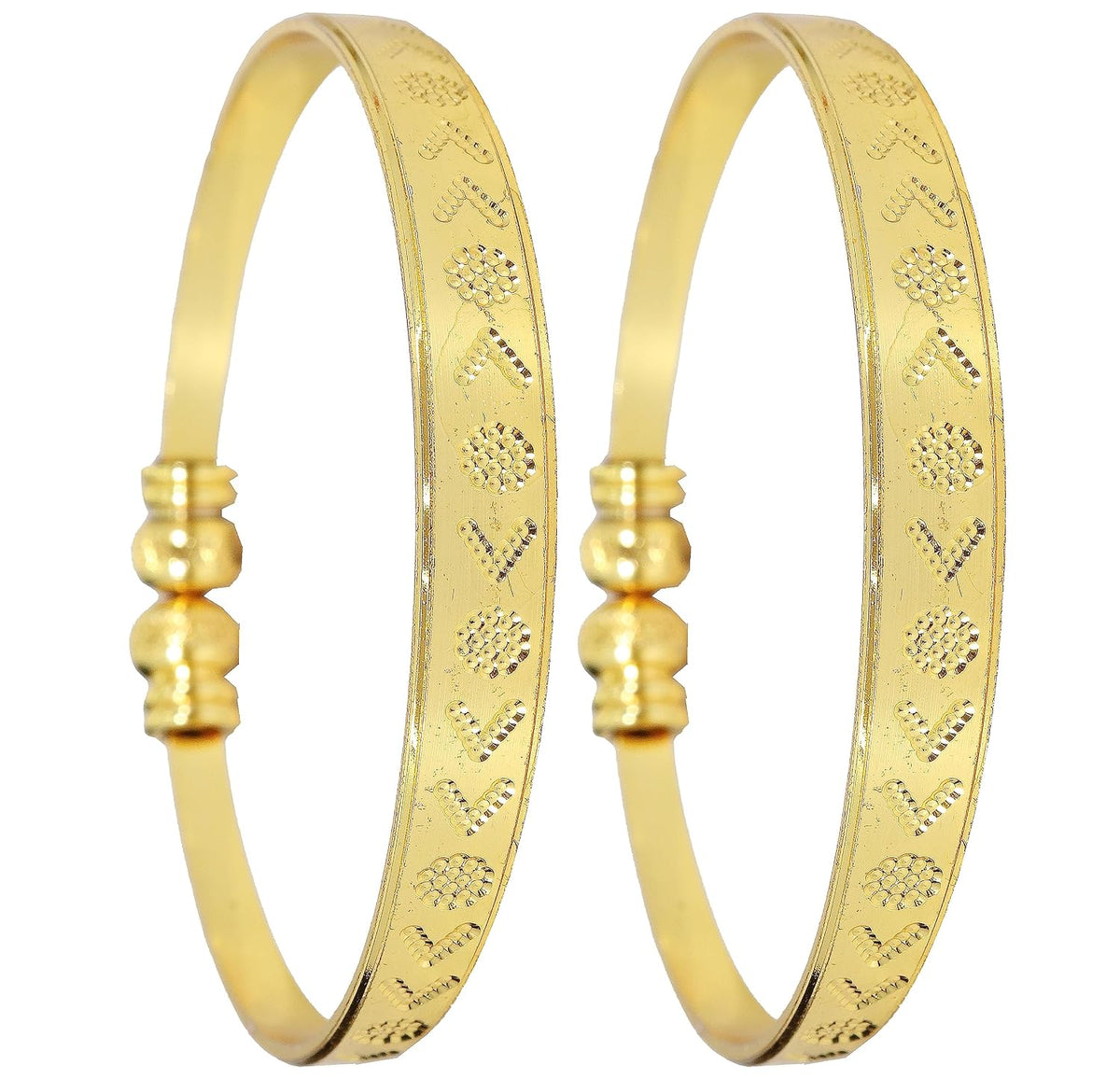 NMII Brass with Gold Plating Bangle Bracelet Set (Pack of 2)