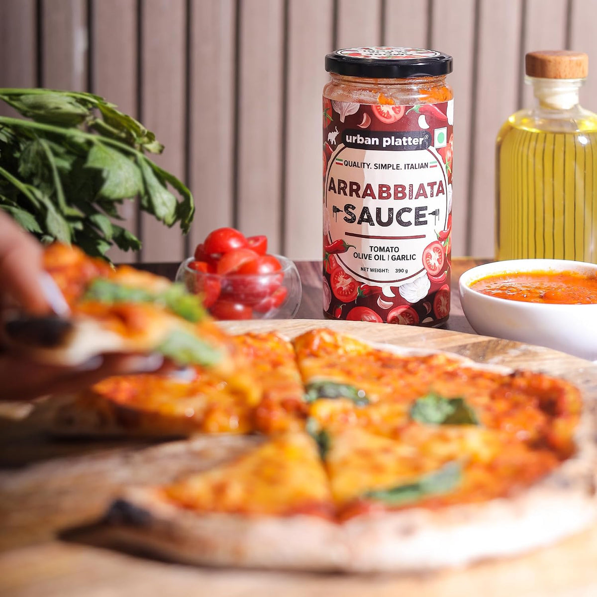 Urban Platter Arrabbiata Sauce, 390g (Plant Based, Preservative-free, Italian Inspired Sauce for Pasta, Pizza and More)