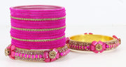 NMII Traditional Plain Metal Bangles with Golden Zircon Stone For Women & Girls | Chuda Set For Bridal Women Wedding, Party, Occasion | Golden Chuda | Metal Bangles For Women- Set of 30