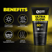 Beardo Glow Mode on Kit | Ultra Glow Serum Sunscreen & Facewash | Hydrated and Refreshing | Brightening and Glowing Skin |Deep Cleansing & Nourishment | Suitable for All Skin Types - Set of 2