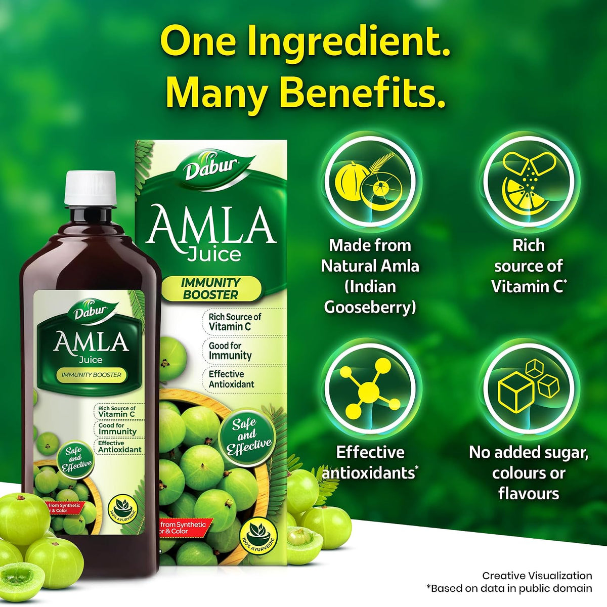 Dabur Amla Juice: Rich Source of Vitamin C and Antioxidants for Immunity boosting |Pure, Natural and 100% Ayurvedic Juice -1L