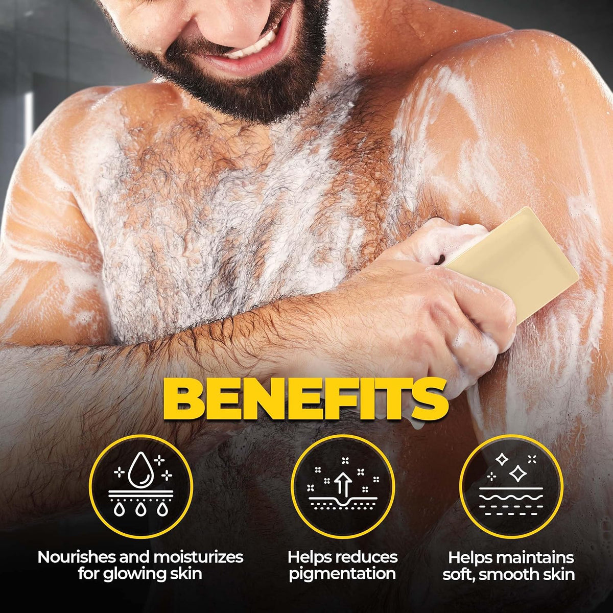 Beardo Ultraglow Brightening Bathing Bar | 9% complex glutathione, niacinamide & kojic acid | Skin Brightening Soap | Whitening Soap for men | Dermatologically tested |75g * Pack of 3
