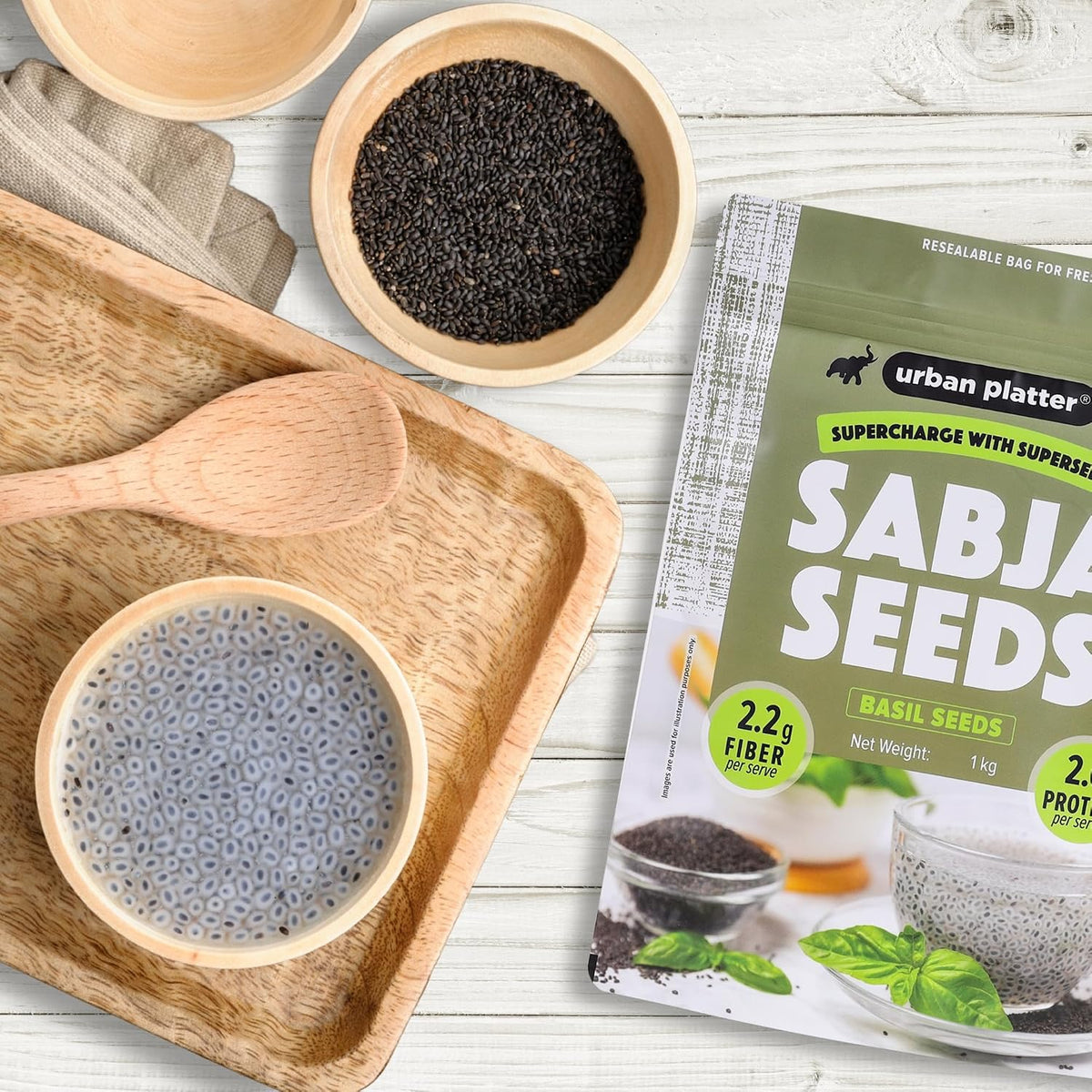 Urban Platter Sabja Seeds, 1kg (Basil Seeds for Weight Management, Digestion & Hydration, Rich in Fiber & Omega-3, Falooda, Detox Drinks & Smoothies)