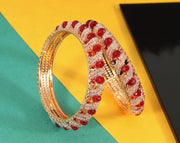 NMII Stylish Pearls & Alloy Metal Kada Set For Women and Girls | Metal Bangles For Women | Traditional Kada Bangles For Girls | Pearls Moti Bangles | Red Kada bangles for women, (MAH58_9001-Red-2.2)