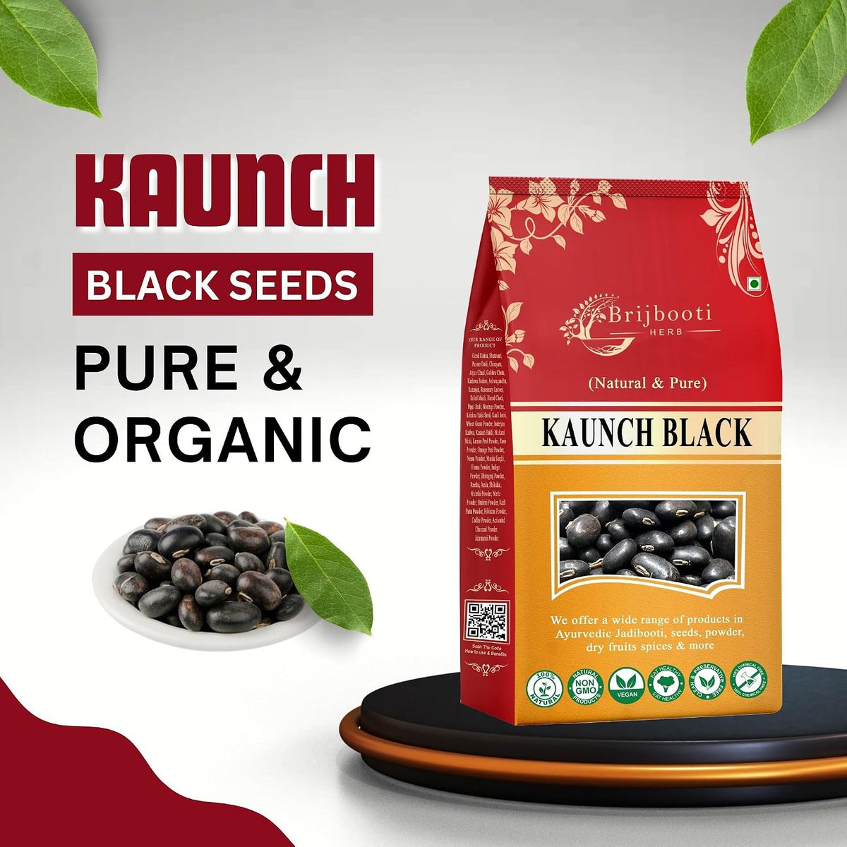 BrijBooti Black Kaunch Seeds 400 Gr - Mucuna Pruriens - Kala Koch ke Beej - Cowhage