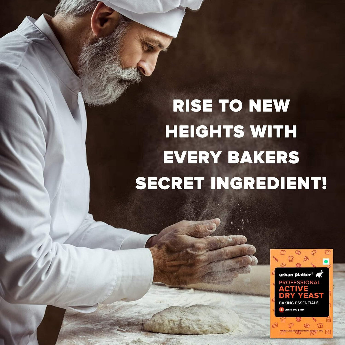 Urban Platter Baker's Active Dry Yeast, 50g (5 Sachets of 10g each)