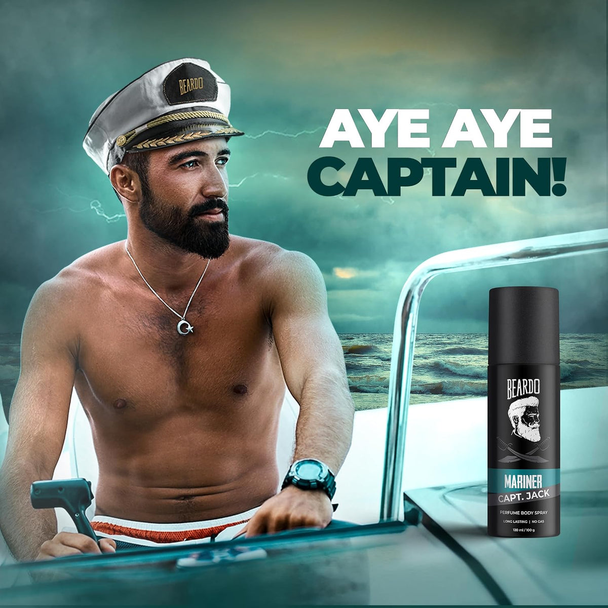 Beardo Don, Mariner Captain Jack & Whisky Smoke Body Spray Set for Men | Deodorant Perfume Body Spray | Citrus, Aqua & Woody Fragrances | 120ml x 3