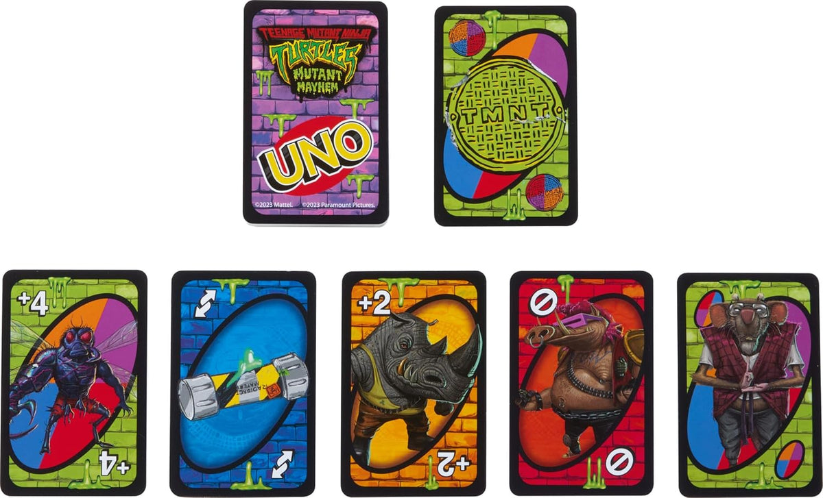 Mattel Games UNO Teenage Mutant Ninja Turtles Mutant Mayhem Card Game for Family Night, Travel & Camping
