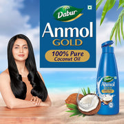 Dabur Anmol Gold 100% Pure Coconut Oil - 600ml (Pack of 2) | Natural | Nariyal Tel | Sourced from Handpicked Sundried Coconuts | Multipurpose Oil