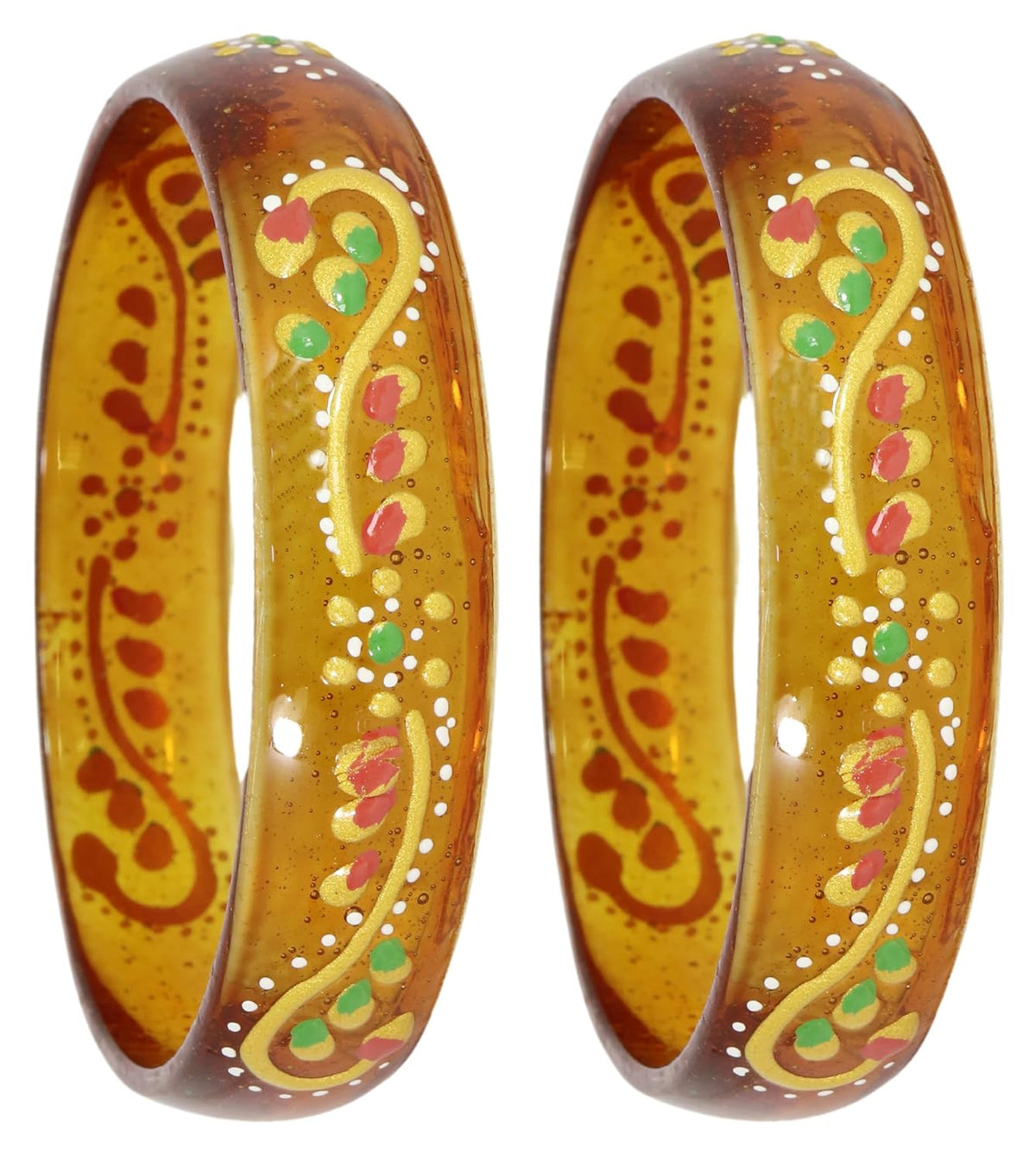 NMII Diamond Glass Bangles Crystal Kada Set For Women & Girls Adorned with Golden Zircon Stones | Trending Girls Bangles Bracelet | Transparent Chudi Kangan For Wedding, Party, Daily, Ethnic- Set of 2