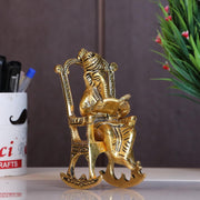 KridayKraft Metal Chair Ganesh ganpati Idol with Reading Ramayan Home Decoration and Gifts for Your Love Once