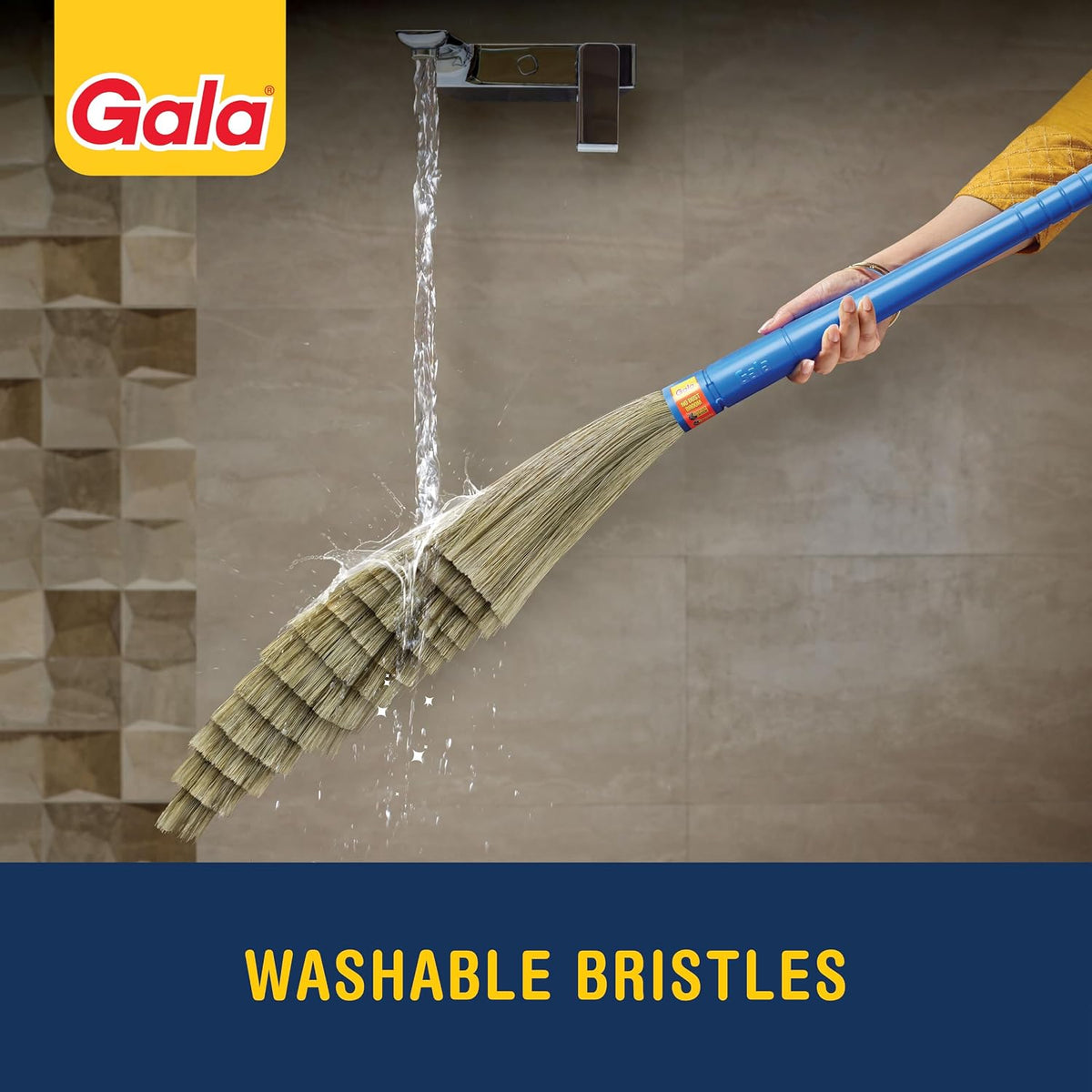Gala No Dust Broom – India's No. 1 Jhadu | Long Handle for Floor, Corners & Cobwebs | No Back Strain | Traps Fine Dust & Hair | Detachable Handle