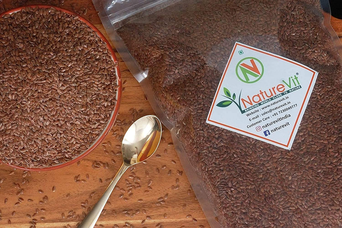 NatureVit Roasted Salted Flax Seeds, 400g [High Fibre, Antioxidant]