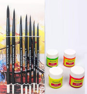 Fevicryl Art Craft Painting Acrylic Colors - Neon Yellow, Orange, Pink, Green with Black Hair Round Brushes - Set of 7