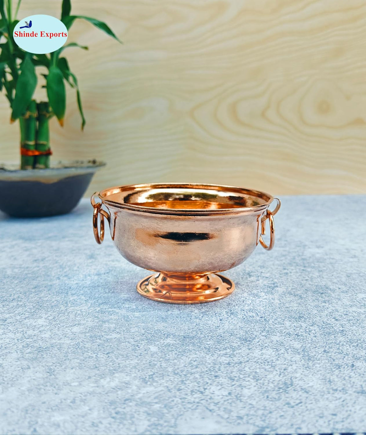SHINDE EXPORTS Small Pure Copper puja Pot tamba Kalash Decorative panchamrutham Bowl for gangajal Water Vessel for Home Pooja (10cm 100gms)