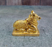 SHINDE EXPORTS Small Brass Nandi Idol Statue vastu Bull murti for Pooja at mandir Home (4.3cm)
