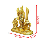 Aalayam Selveer Brass Shankh Chakra Stand with Perumal Idol | Sangu Chakram Stand with Tirupati Balaji Idol Brass 12.5cm Height Gold Colour 1 Piece