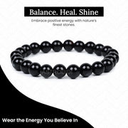 Astrodidi Natural Certified Black Agate Kala Hakik Stone Bracelet for Men & Women | Brings Peace, Occult Success, Balances Shiva & Shakti Energies and Protects from all Negative Energy | 8mm Bead size, Pack of 1
