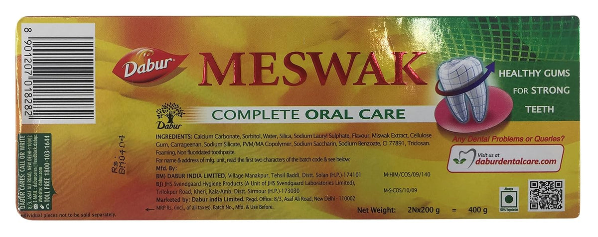 Dabur Meswak Toothpaste - Complete Oral Care, 400g Combo Pack