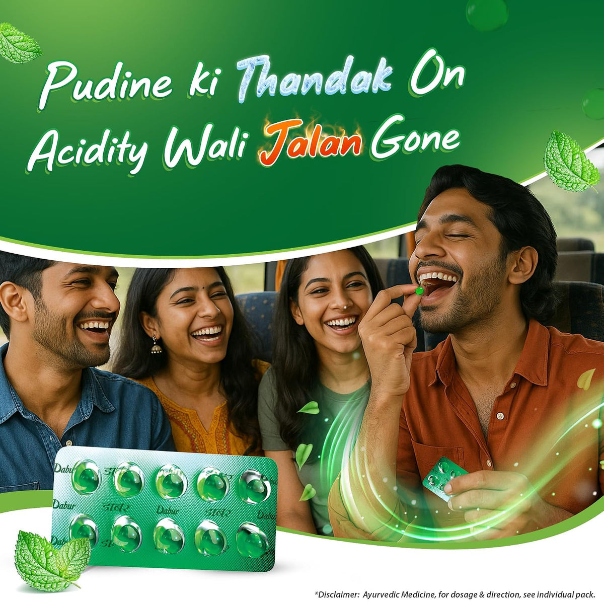 Dabur Pudin Hara Pearls - 10 Pearls x 2 Strips | Ayurvedic Remedy for Gas, Indigestion & Stomach Ache | Fast Cooling Relief | 100% Natural & Safe Digestive Capsules