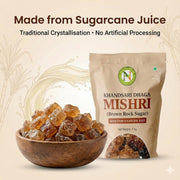 NatureVit Khandsari Dhaga Mishri 1 Kg | Pure Threaded Rock Sugar | Traditional Brown Mishri Candy for Pooja & Wellness
