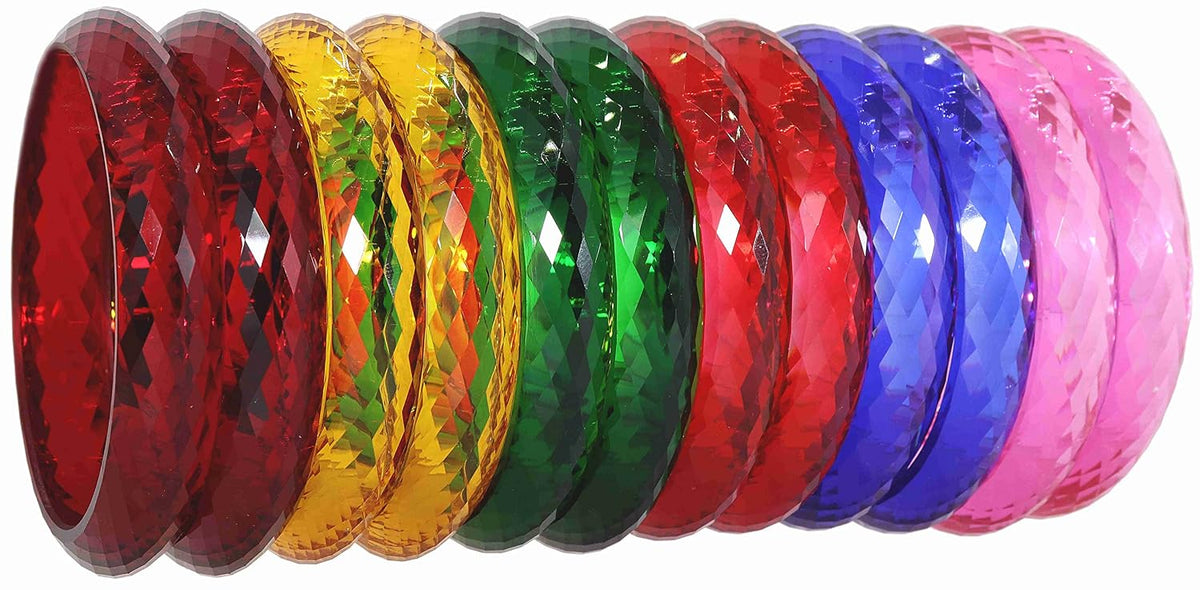 NMII Acrylic (Plastic) Kada With Diamond Cut Pattern Glossy Finished For Women & Girls | Kangan For Girls | Kada Set For Women | Wedding, Party & Gift
